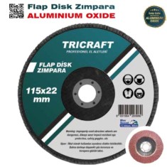TRICRAFT 0221 FLAP DİSK ZIMPARA ALUMINIUM OXIDE 115 X 22 MM X 60 KUM